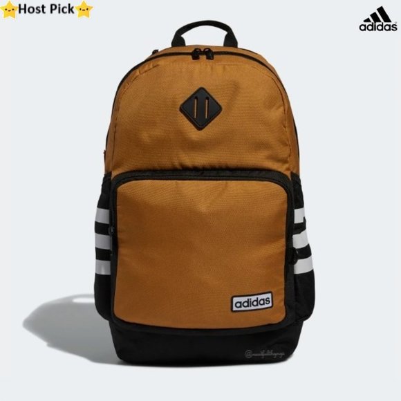 adidas Other - ADIDAS Classic 3-Stripes Backpack fits Laptop, Unisex Mesa Brown/Black/White NWT